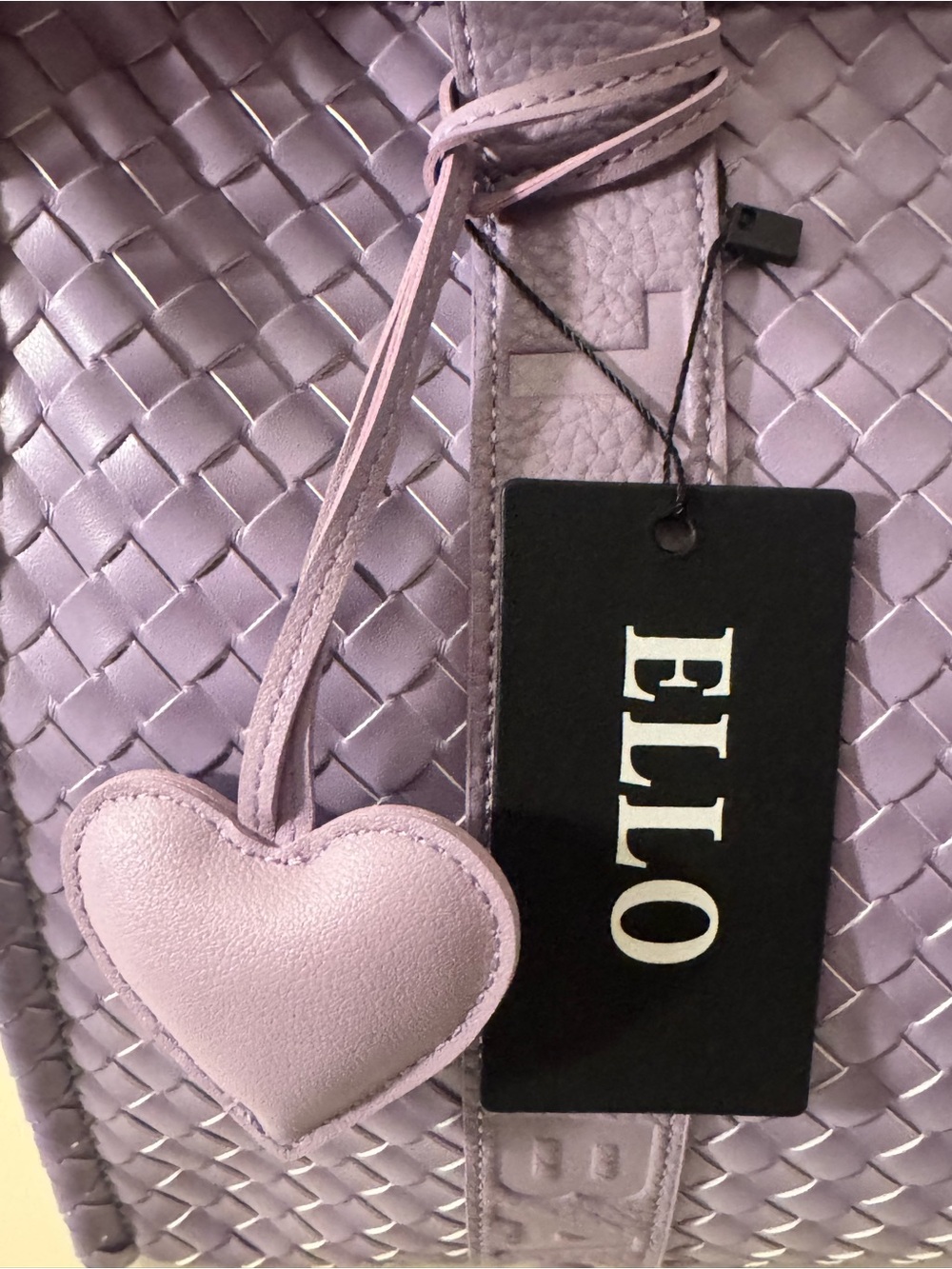 Ello Lavender Woven Vegan Leather Tote Bag+ CB strap Heart Charm & Wallet-NWT - Picture 7 of 12